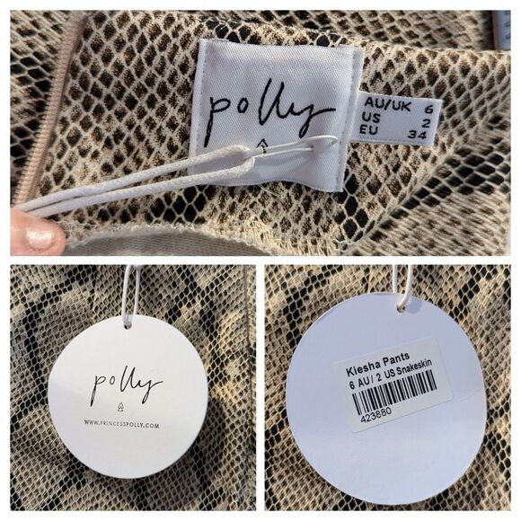 NWT  PRINCESS POLLY Kiesha snakeskin skinny ankle high rise pants   Sz 2 - Picture 6 of 11